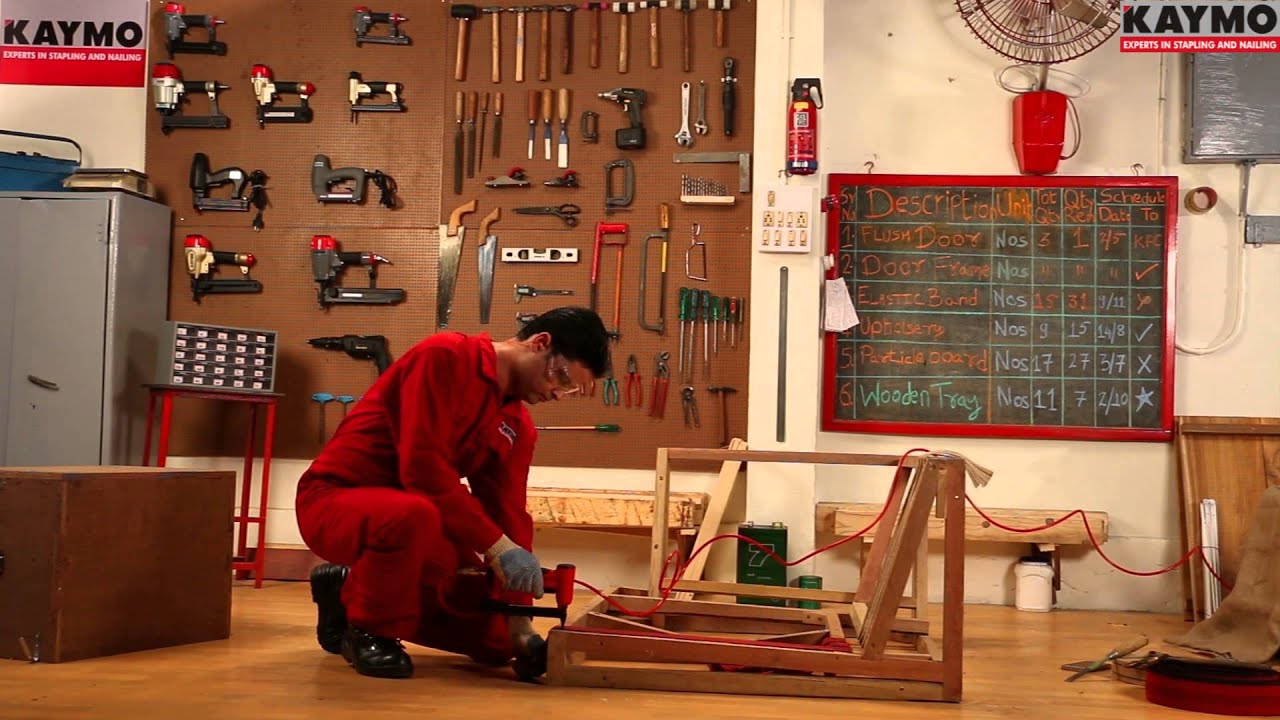 Wooden sofa manufacturing with Kaymo pneumatic tools