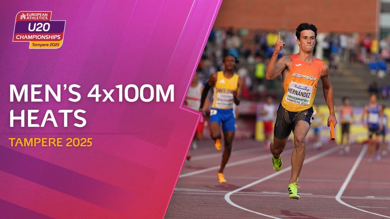 Men's 4x100m heats replay | Tampere 2025 European Athletics U20 Championships