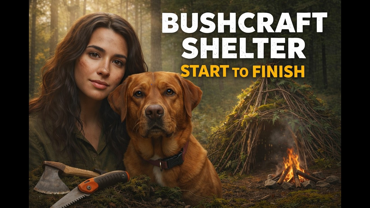 Building a Natural Bushcraft Shelter from Start to Finish Wild Camp.