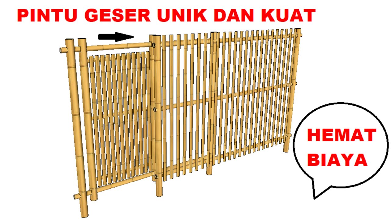 Cara membuat pintu pagar geser dari bambu hemat uang part 2