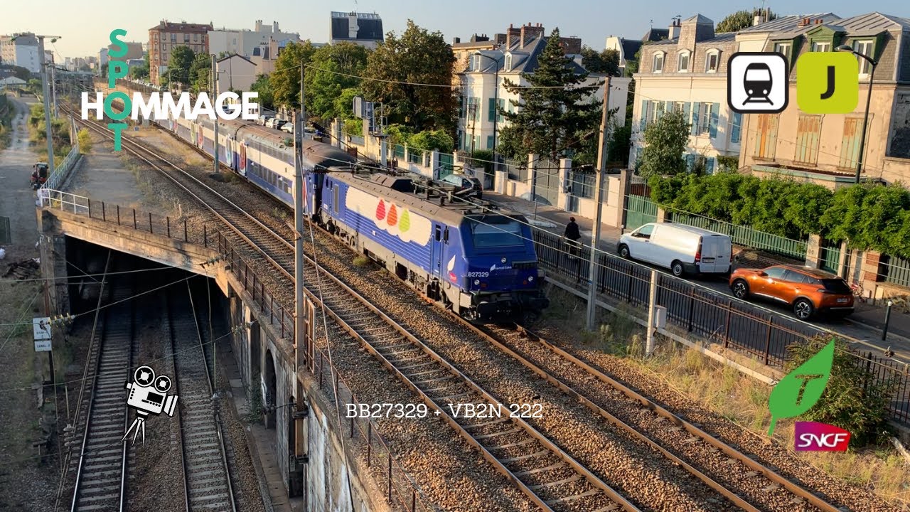 Transilien Ligne J BB27329 et VB2N 213, Commuter Train Paris