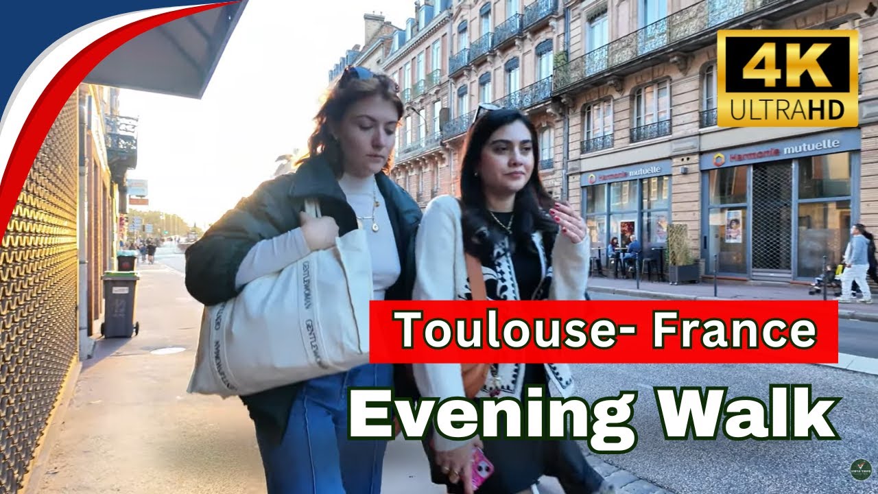 Toulouse Evening Walk 2025 | 4K City Ambience, Lights & Riverside Vibes
