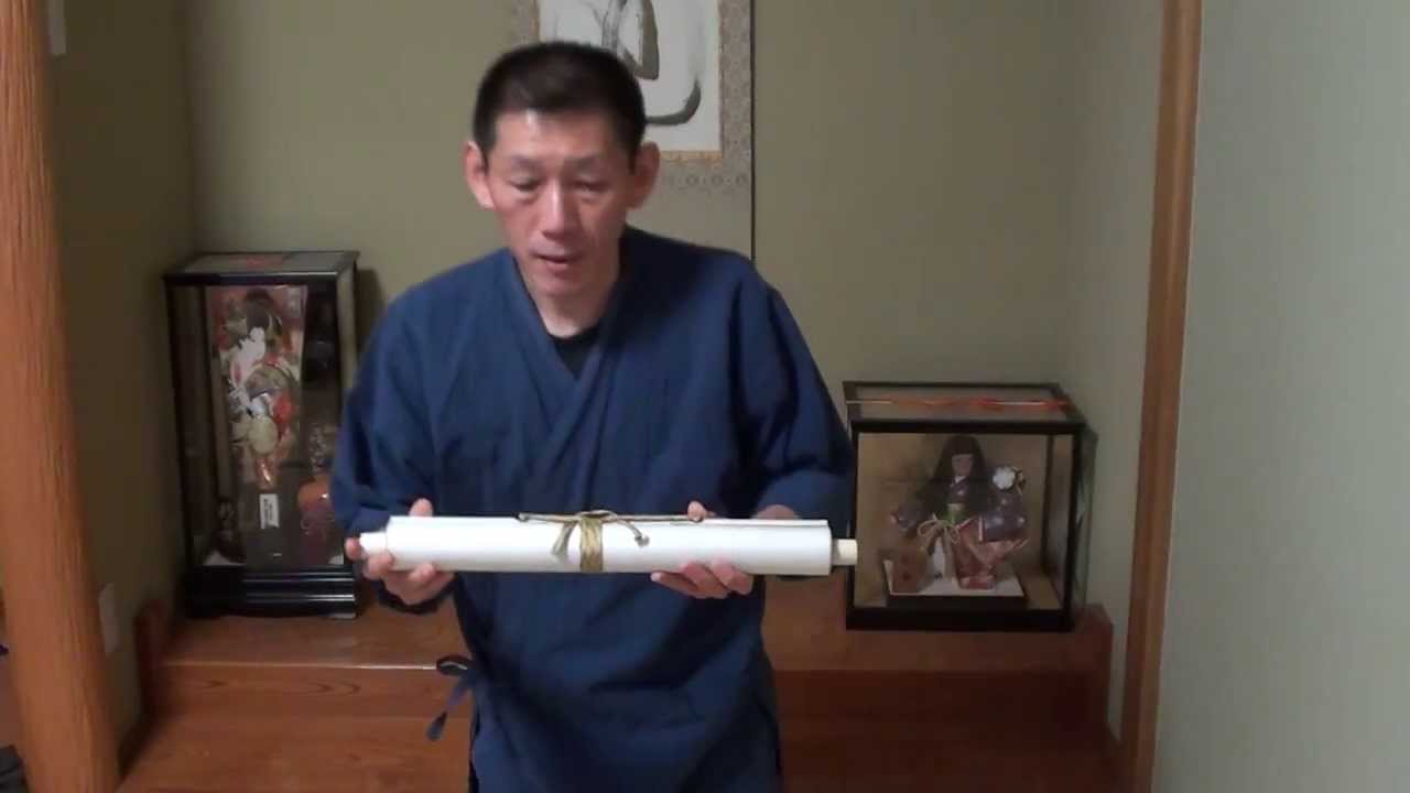 掛け軸　巻き紐の結び方