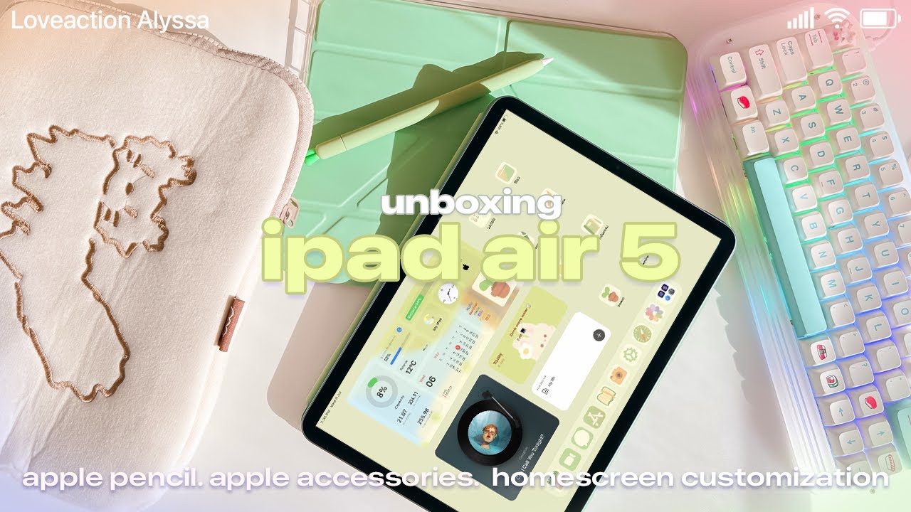 Распаковка iPad Air 5 🍎 Apple Pencil, милые аксессуары + эстетичная настройка главного экрана (ви...