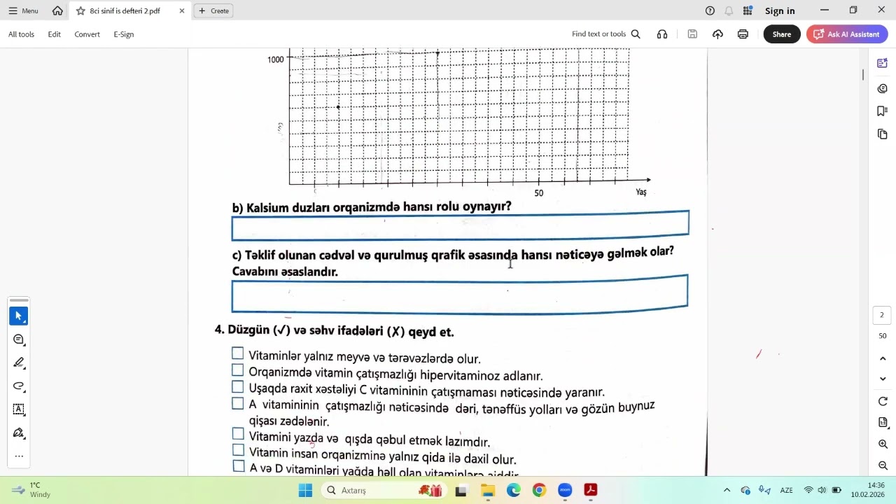 8 sinif biologiya iş dəftəri izah Həzm və qidalanma