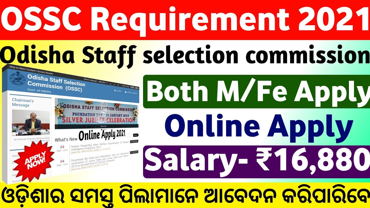 OSSC Requirement 2021|Online Apply|Odisha Govt Jobs 2021|Odisha job alerts|free job alert|Odisha job