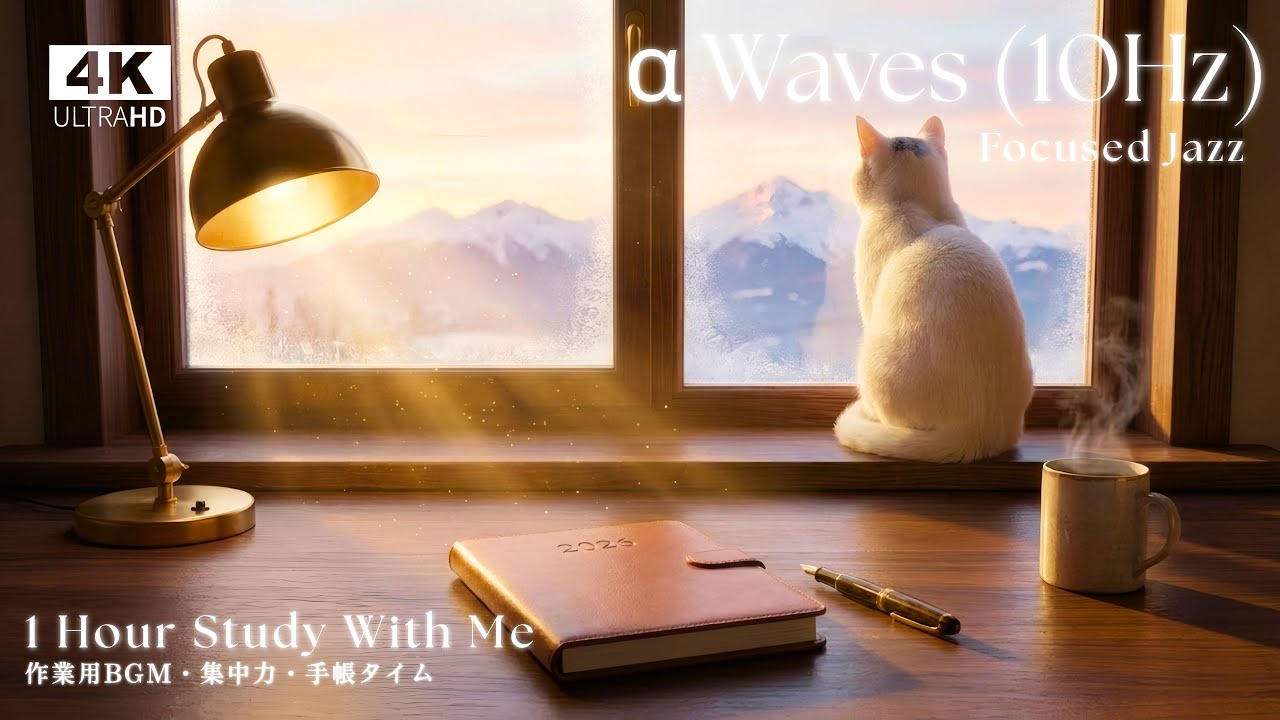 1 Hour Study With Me | 2026 Goal Setting 🖋️ 10Hz Alpha Waves Jazz | 作業用BGM・集中力・手帳タイム