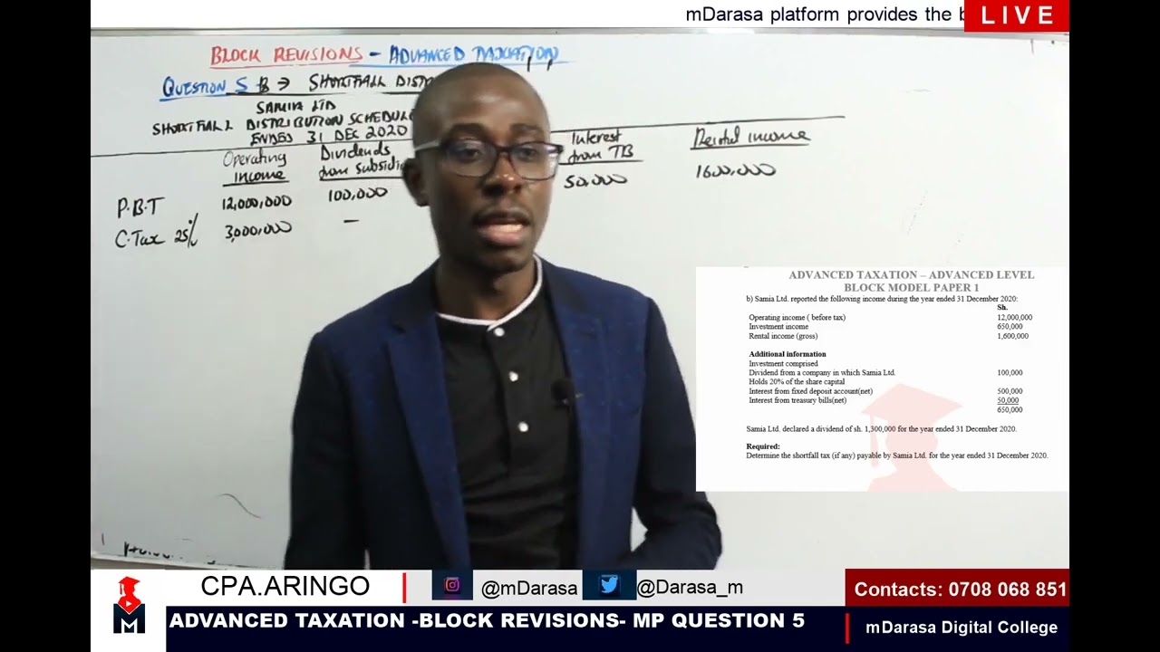 SHORTFALL TAX - ADVANCED TAXATION KASNEB BLOCK REVISION