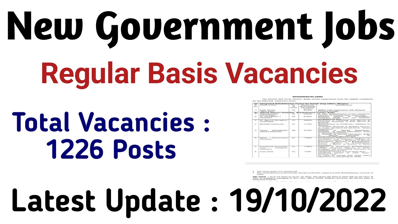 New Government Jobs Oct 2022 || Total Vacancies 1226 Posts