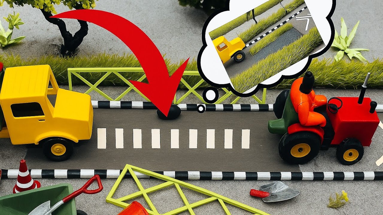 Diy mini tractor brick & metal road fun construction science project.@sanocreator @DiyMetaCreator1 