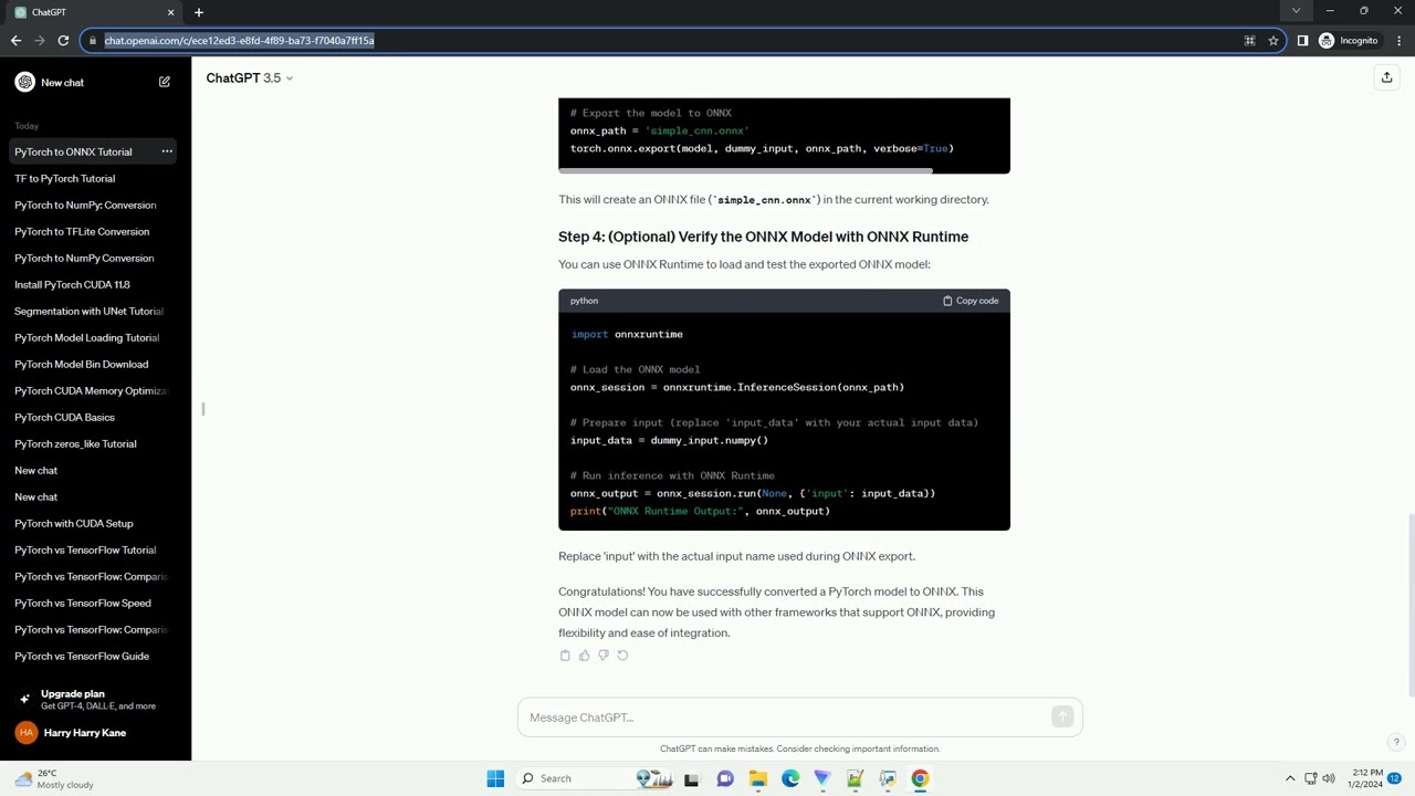 converting pytorch model to onnx