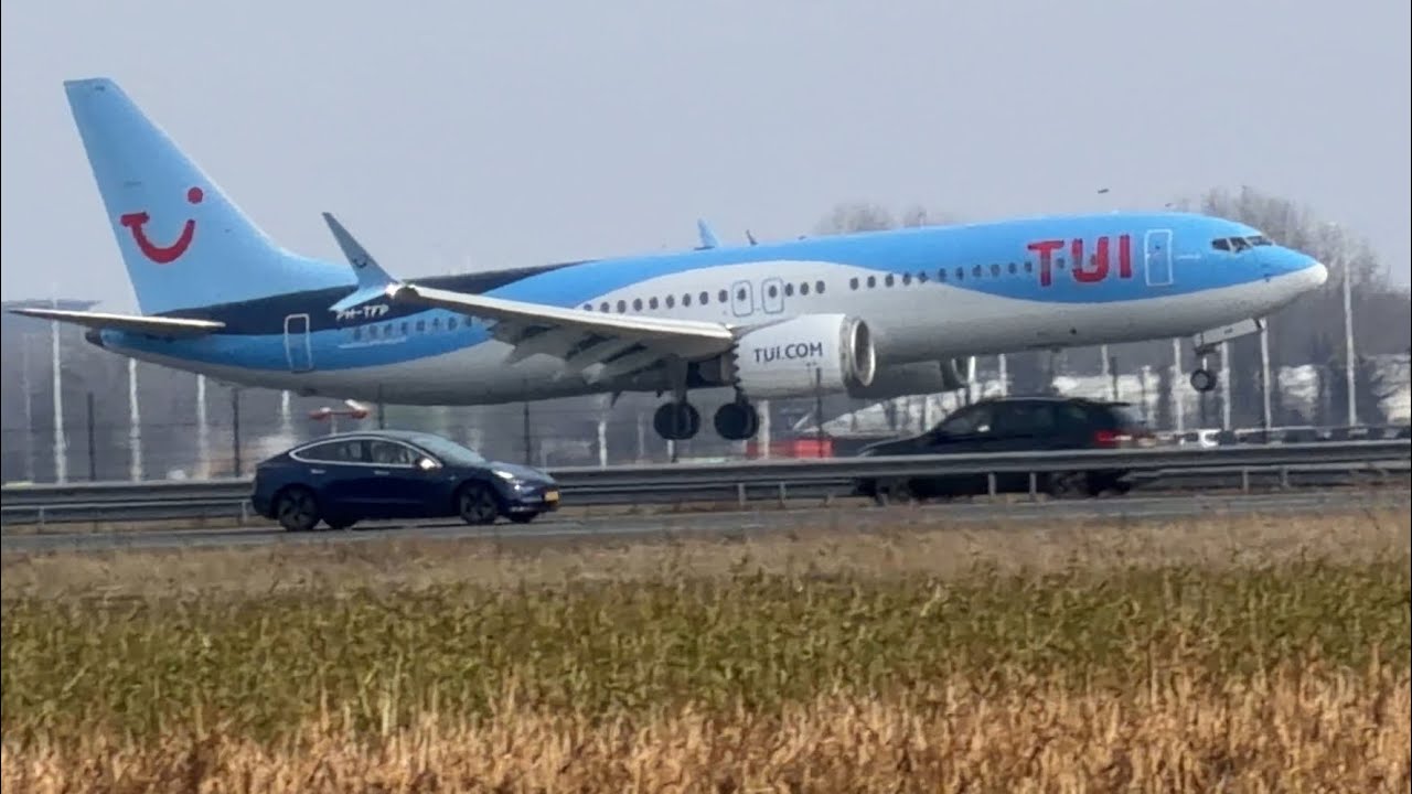 BOEING 737 MAX 8 TUI FROM KITTILA TO AMSTERDAM LANDING SCHIPHOL AIRPORT PHTFP #automobile #aviation