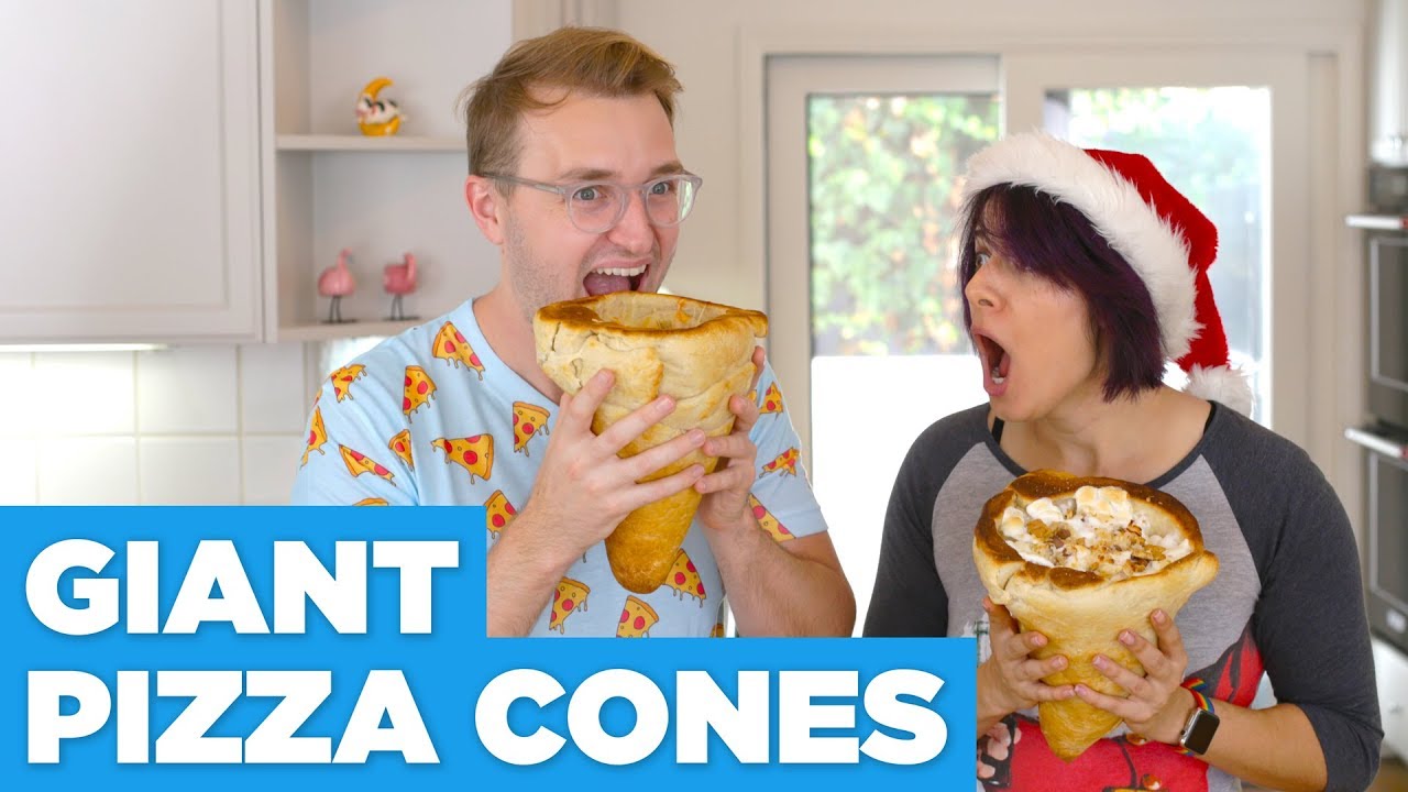 Giant Pizza Cones! Buffalo Chicken & PB S’Mores  – Eat The Pizza! #29