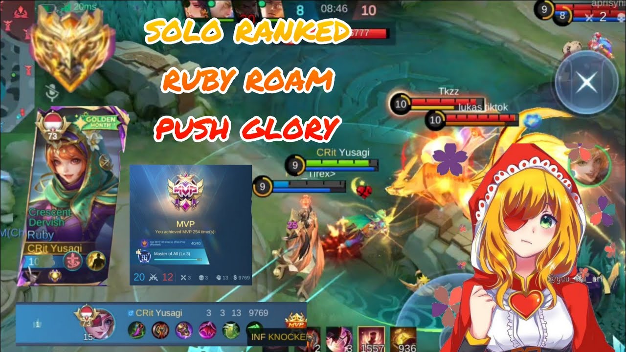 MLBB - соло-рейтинг Ruby Roam Domi Push Glory MVP геймплей - Yusagi