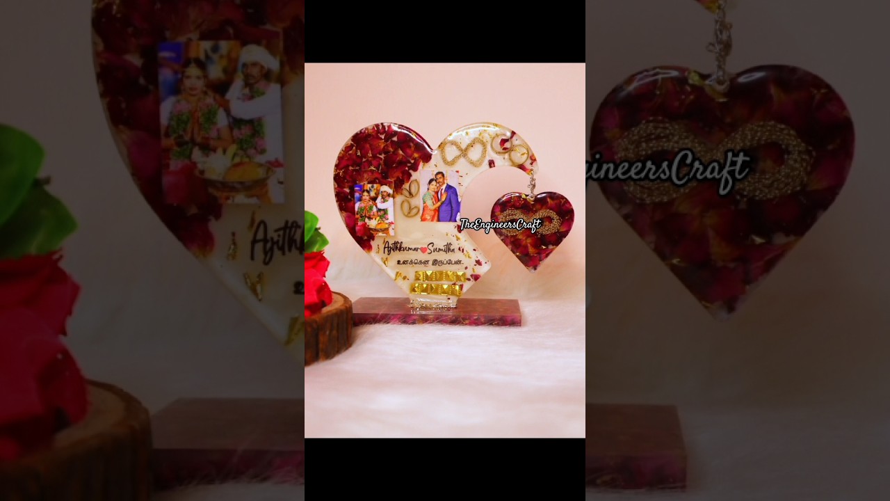 Bestselling Double HEart Resin Frame #ashortaday #weddinggift #resinart #resinkeepsake #babykeepsake