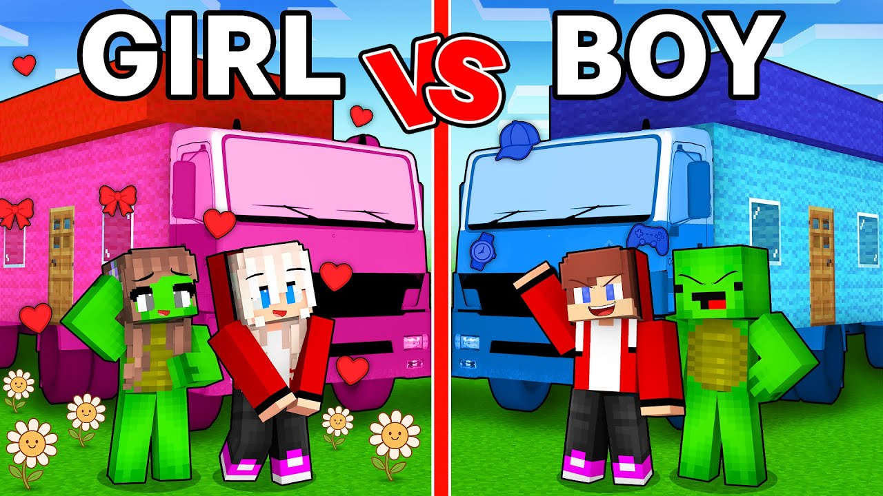 Truck House JJ and Mikey vs Girls Build Battle (Maizen)