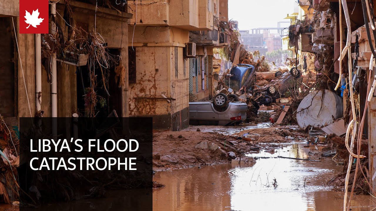 Dramatic footage shows torrent of floodwater tearing through Libyan city