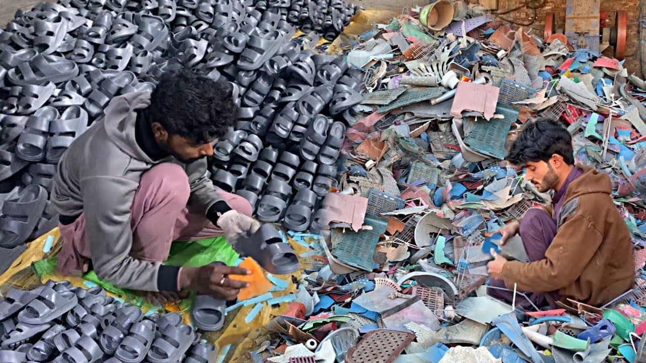 Incredible Factory Process of Recycling Waste Plastic into New Stylish Shoes