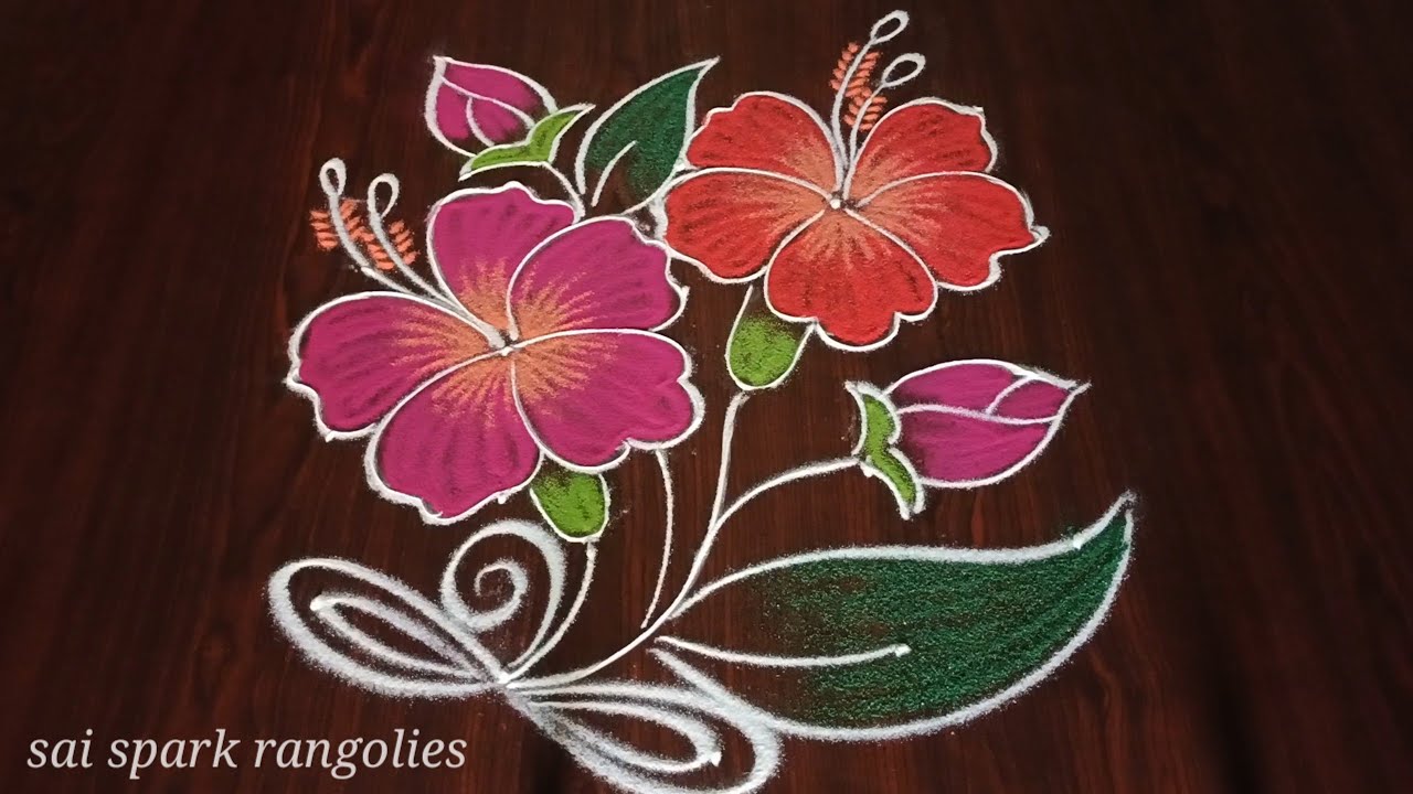 beautiful flowers rangoli | small poo kolam | creative flower rangoli @saisparkrangolies