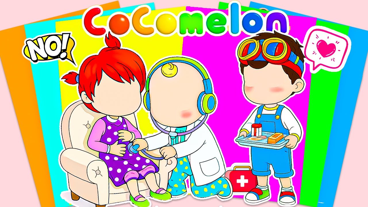 【Paper DIY】Decorate Sticker Book with Dotor JJ helps YOYO’S Stomach while TOMTOM COMFORTS HER!