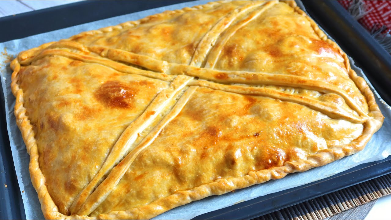 EMPANADA DE POLLO y champiñones con MASA DE CERVEZA. Receta fácil y deliciosa