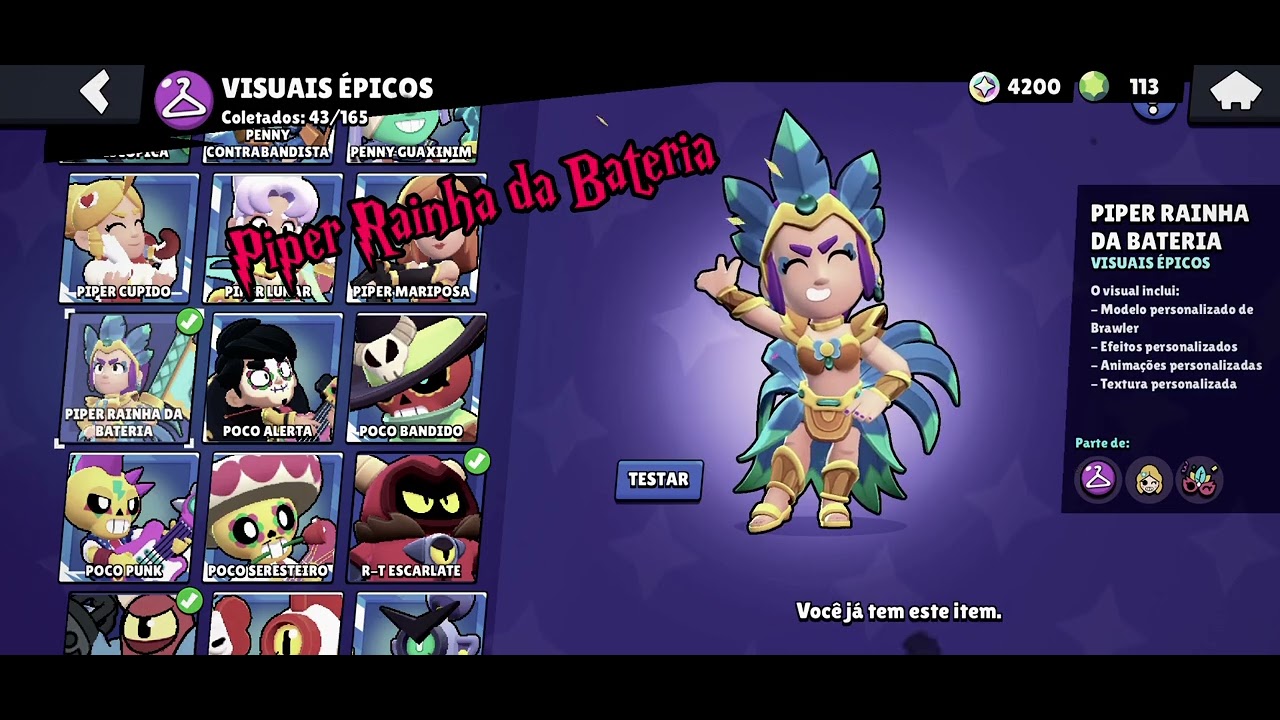 Minhas skins &eacute;picas favoritas do Brawl Stars