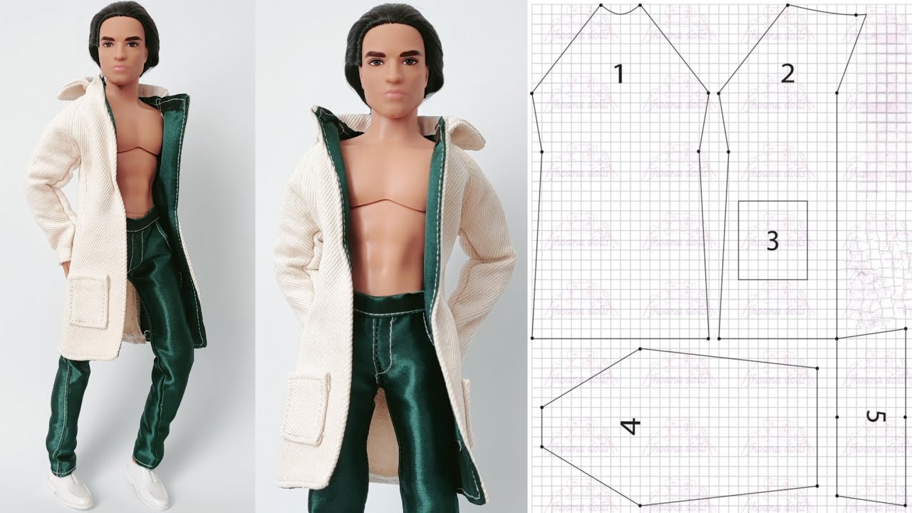 155 gabardina para ken (patrones en la descripción)