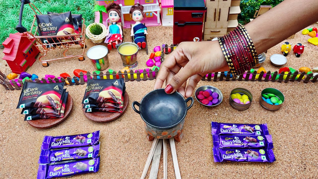 Miniature Dark Fantasy Biscuits Recipe | Chocolate Paratha | Chocolate Balls | Dairy Chocolate Cake