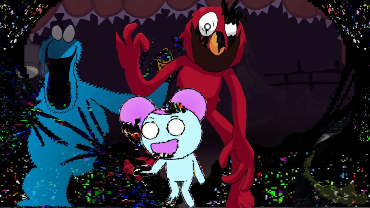 Moon girl and Devil dinosaur in FNF pibby sesame Street.
