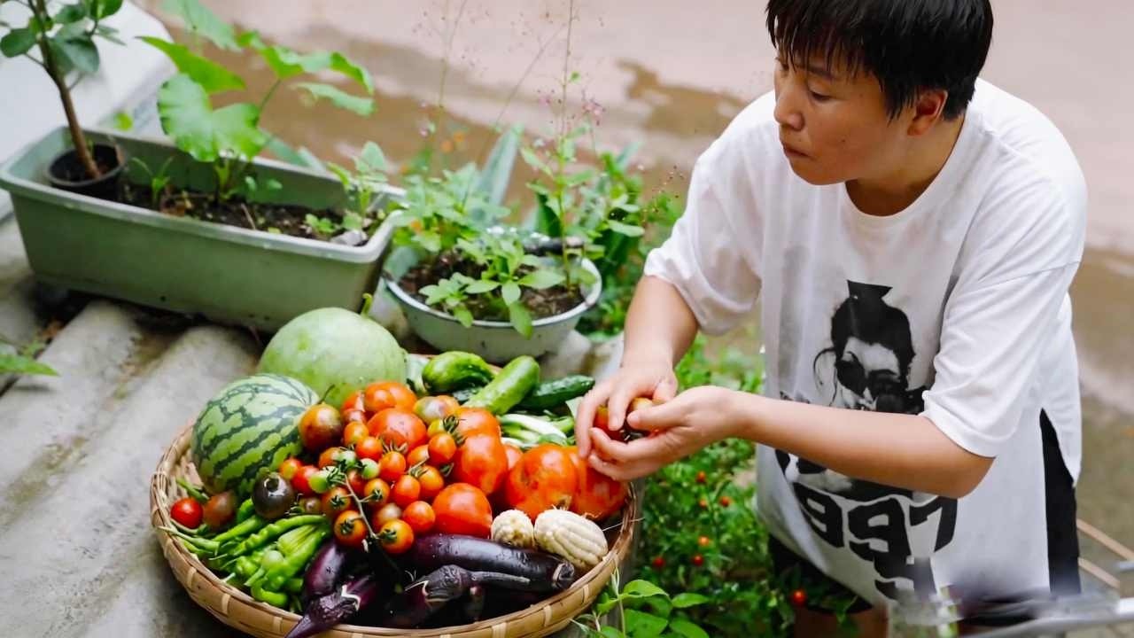 妈妈下地摘蔬菜，做10多道菜，每一样都充满大自然的味道【森山野纪】