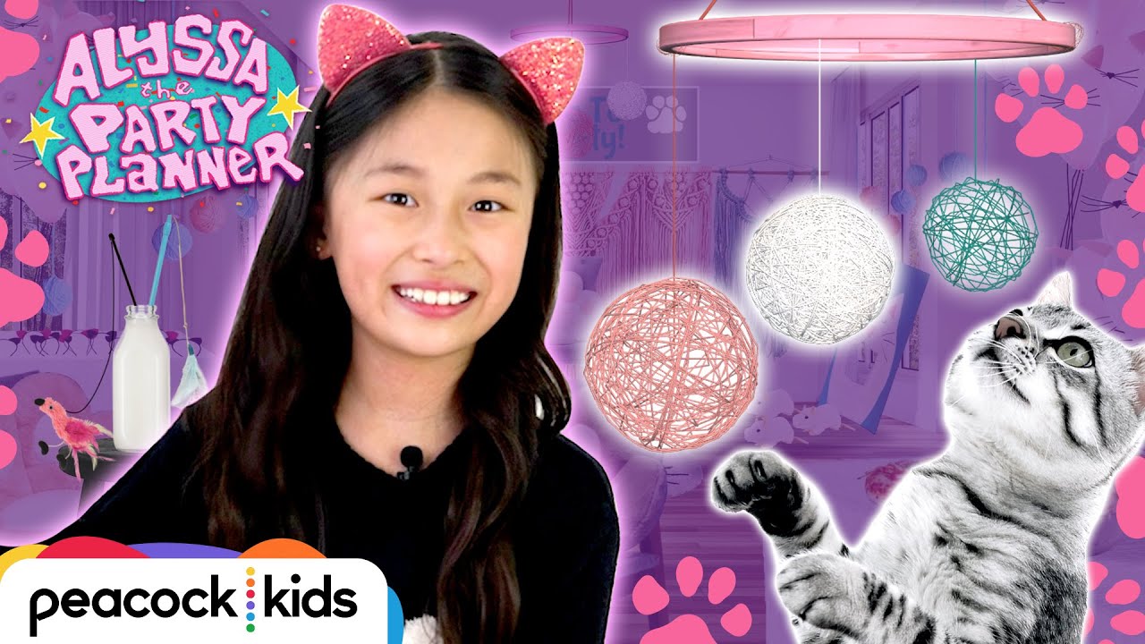 6 Cat-tastic Ideas for a Cat Party! (DIY Yarn Chandelier & More) | ALYSSA THE PARTY PLANNER