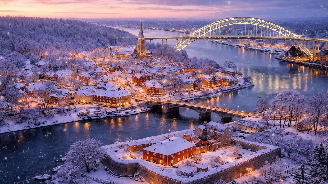 Snowy Streets of Fredrikstad, Norway ❄️ | 4K Snow City Walk!