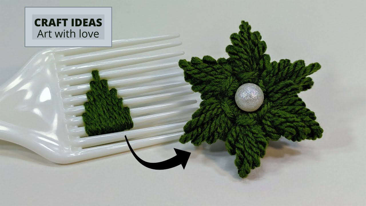 Amazing Hand Embroidery Woolen Flower making with Hair Comb Easy Sewing Hack Diy Woolen Flower