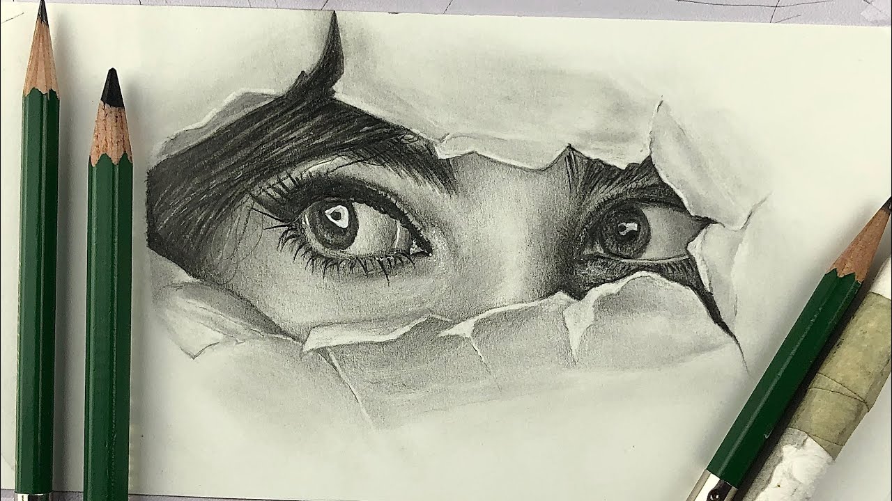 How To Draw Realistic Eyes Peeking Through Step by Step
