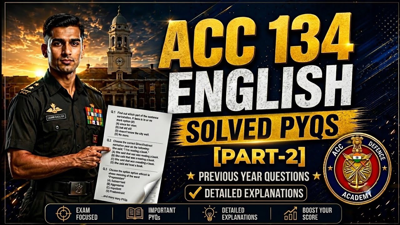 ACC 134 English PYQs Solved Part -2 With Explanation | ACC 134 Exam English Questions | 