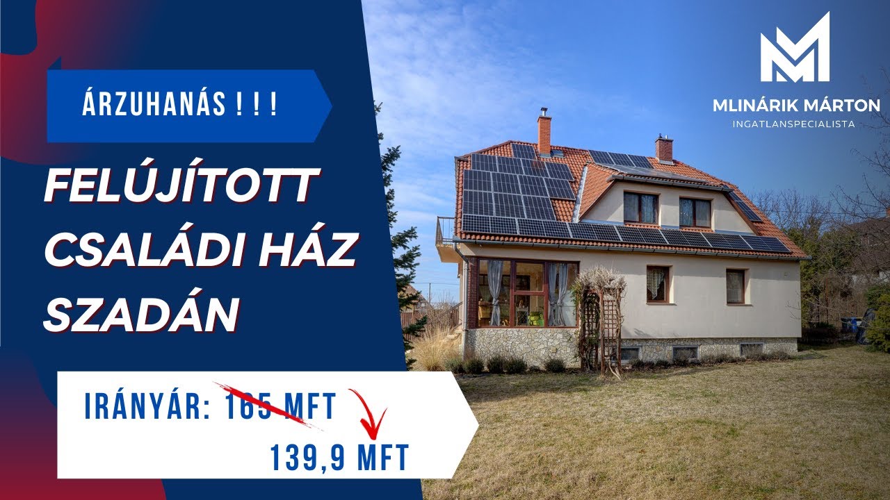 Felújított családi ház eladó Szadán! 300 nm alapterület, nagy telek!