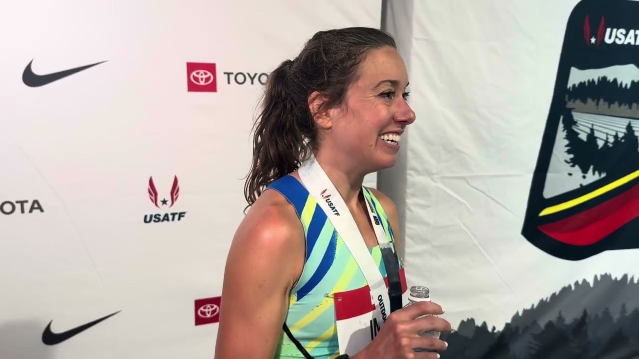 Emily Infeld after winning her first US track title at age 35
