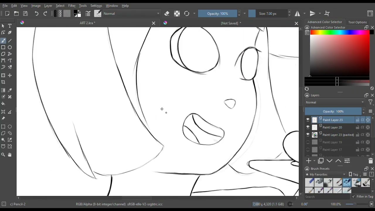 Timelapse with Krita🖌️: Kiki the Cyber Squirrel (My first Concept Lineart YET!!)