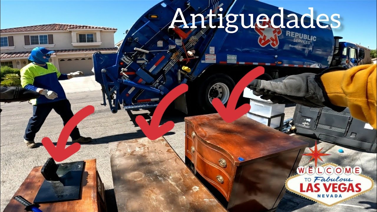 Lo que tiran en USA Las Vegas #286 asi se portaron los del camion de la basura increible.
