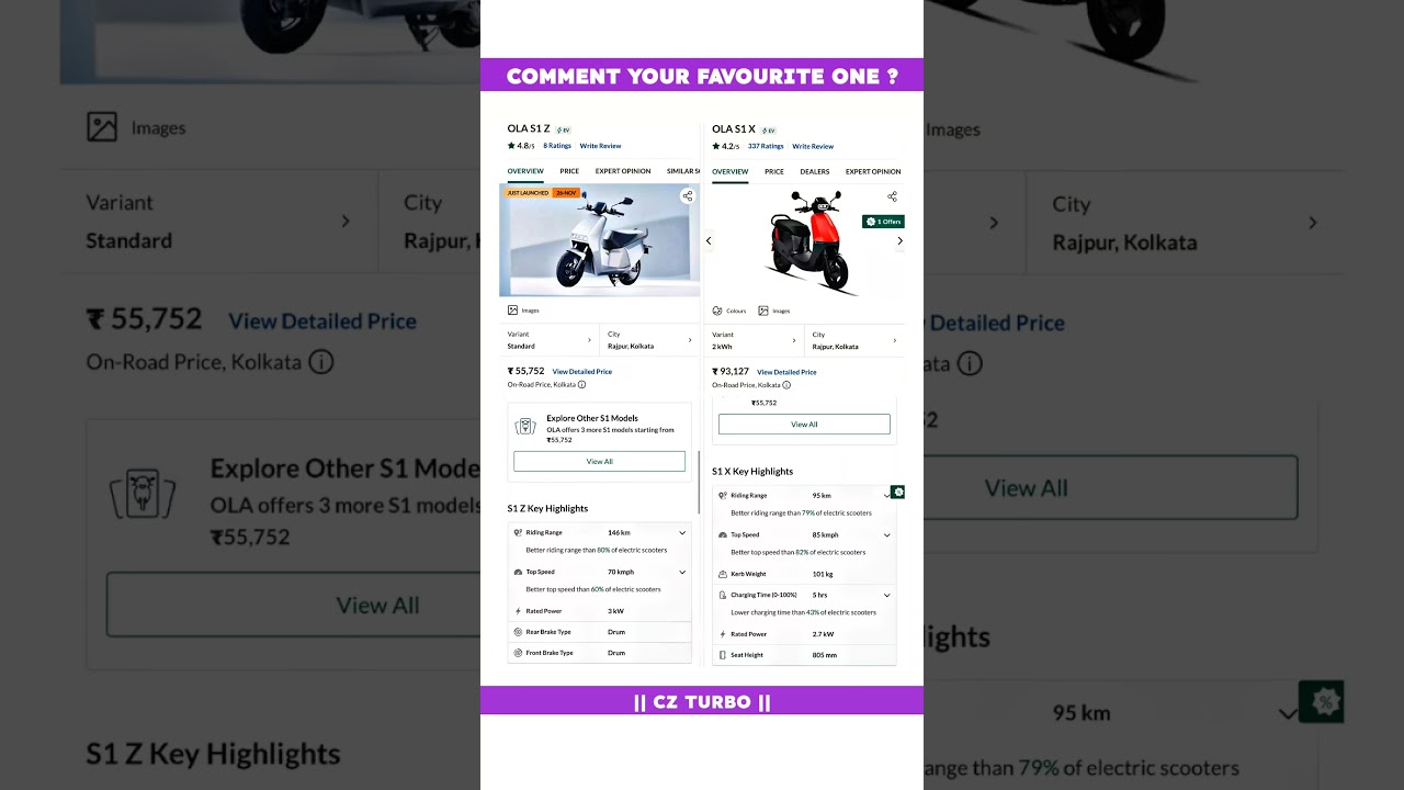 Ola S1 Z Vs Ola S1 X Full Comparison Review In 2024