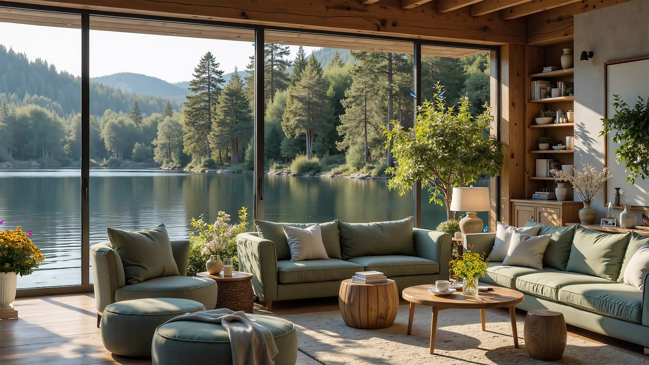 Cozy Morning Piano Cabin for Positive Energy 🌿 Gentle Lakeside Piano Background Music for Work