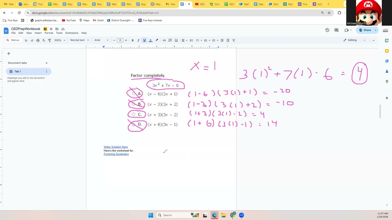 GED Quadratics Hack