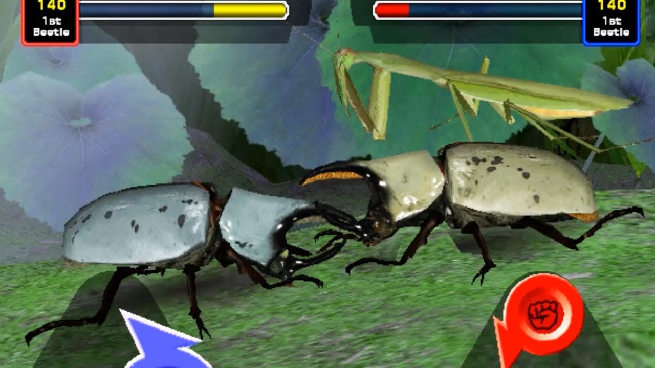 甲虫王者 ムシキング - カマキリとくしゅふうじ実験 と ネブ博士専用 グラントシロカブト