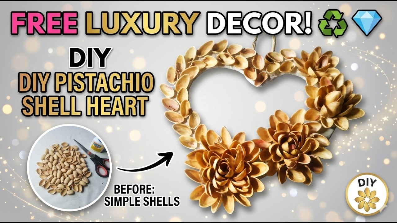 Aesthetic Pistachio Shell Craft | DIY Heart Wall Hanging | Best Out of Waste 🌸