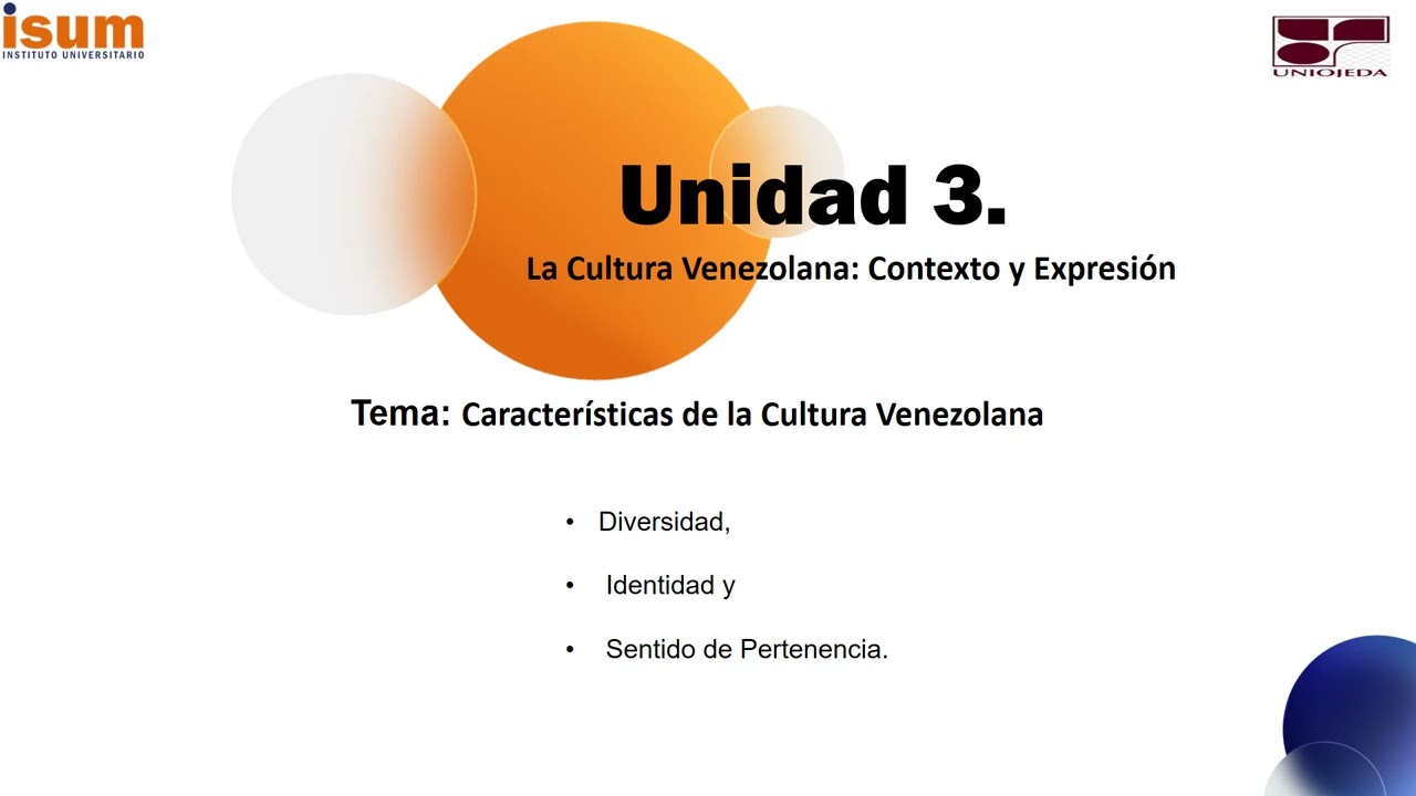 Unidad 3  La Cultura Venezola Contexto y expresión
