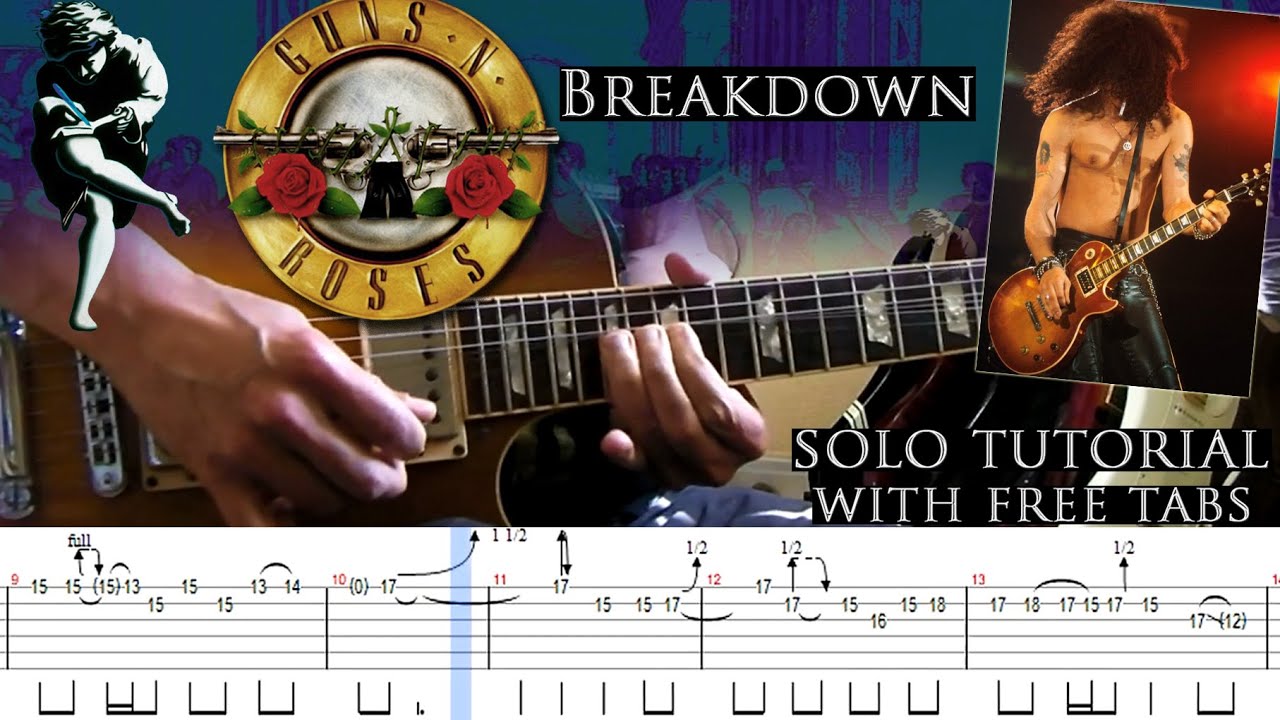 Guns N' Roses - Breakdown guitar solo lesson (with tablatures and backing tracks)