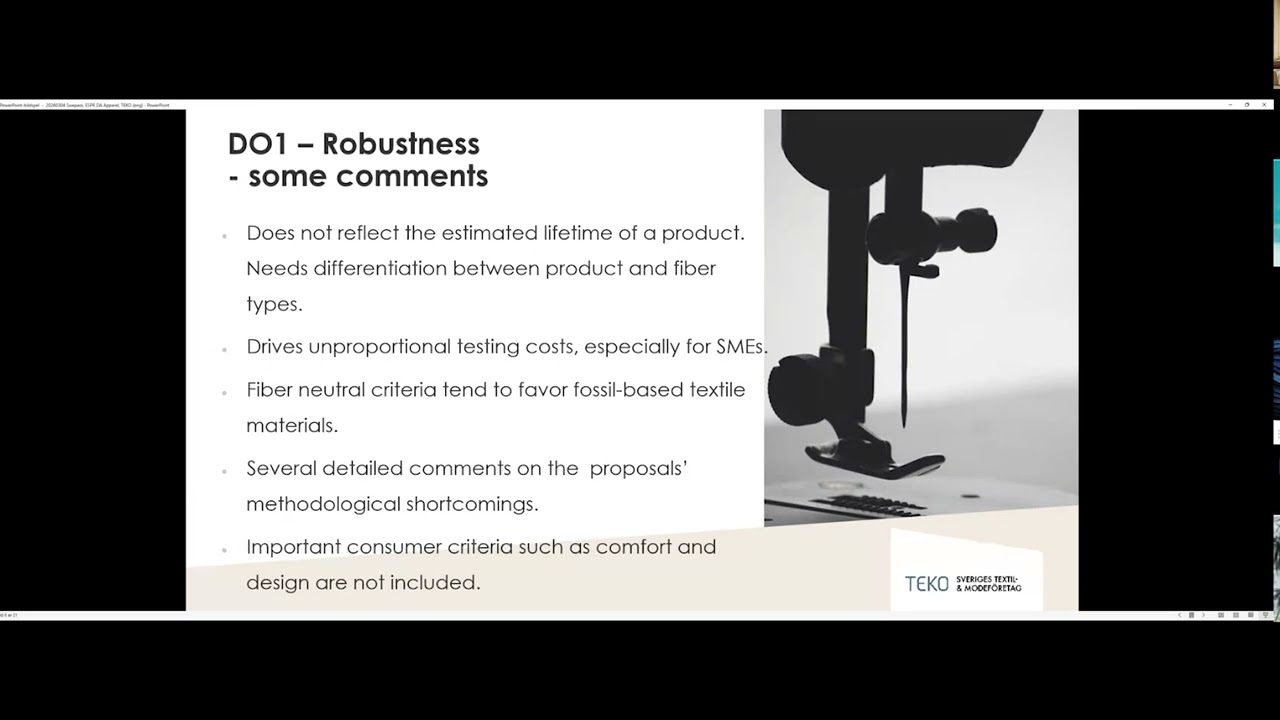 Development of eco-design requirements for clothing with Ulrika Simonsson, TEKO