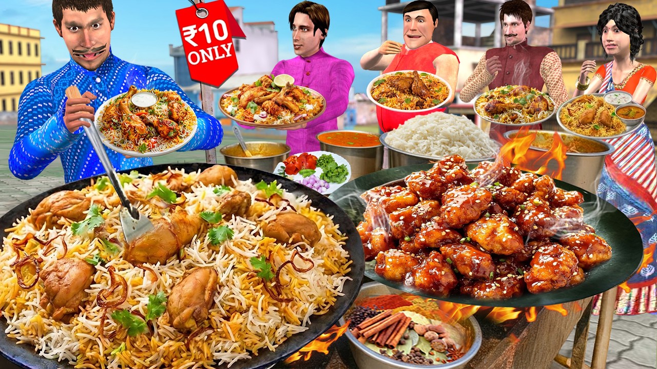 Spicy Chicken Tawa Pulao Wala Tasty Chicken Biryani Street Food Hindi Kahani Moral Stories