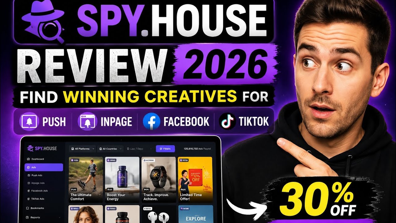 Spy.House Review 2026 | Find Winning creatives for push, Inpage, Facebook & TikTok Ads