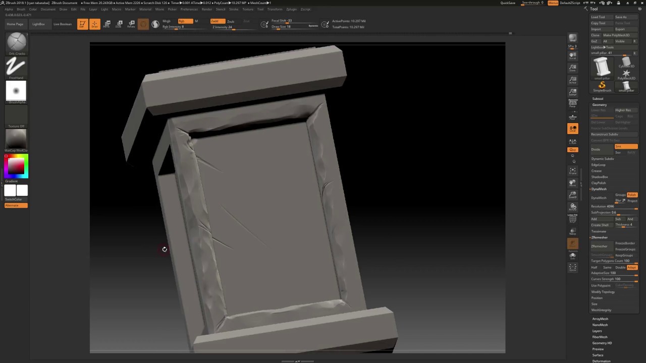 small pillar and wall game asset timelapse part:1 sculpting